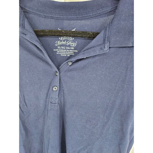 Faded Glory Womens Navy Blue Cotton Blend Pique Short Sleeve Polo Shirt Size XL - Picture 3 of 3